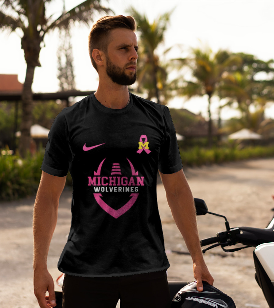 Michigan Wolverines Pink Out Real Fans Wear Pink Nike M T-Shirt