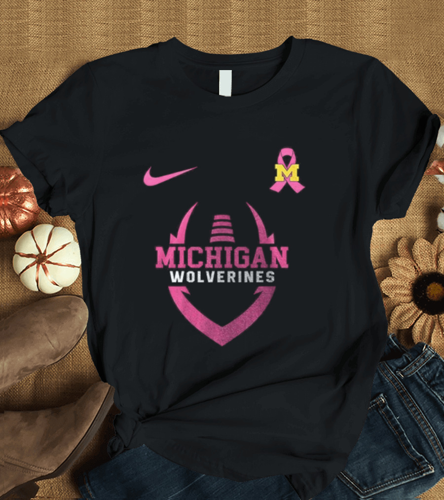 Michigan Wolverines Pink Out Real Fans Wear Pink Nike M T-Shirt