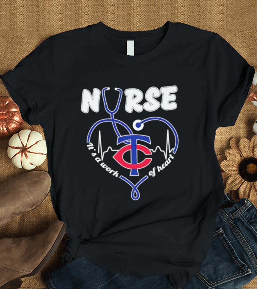 Minnesota Twins Stethoscope Nurse It's A Work Of Heart T-Shirt