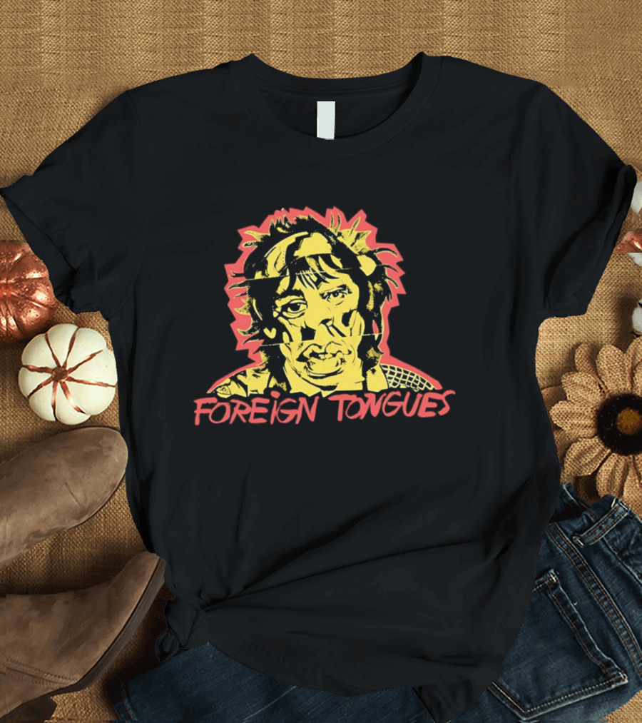 Foreign Tongues Neon Pop Art Vintage Retro 80s Distorted Face T-Shirt