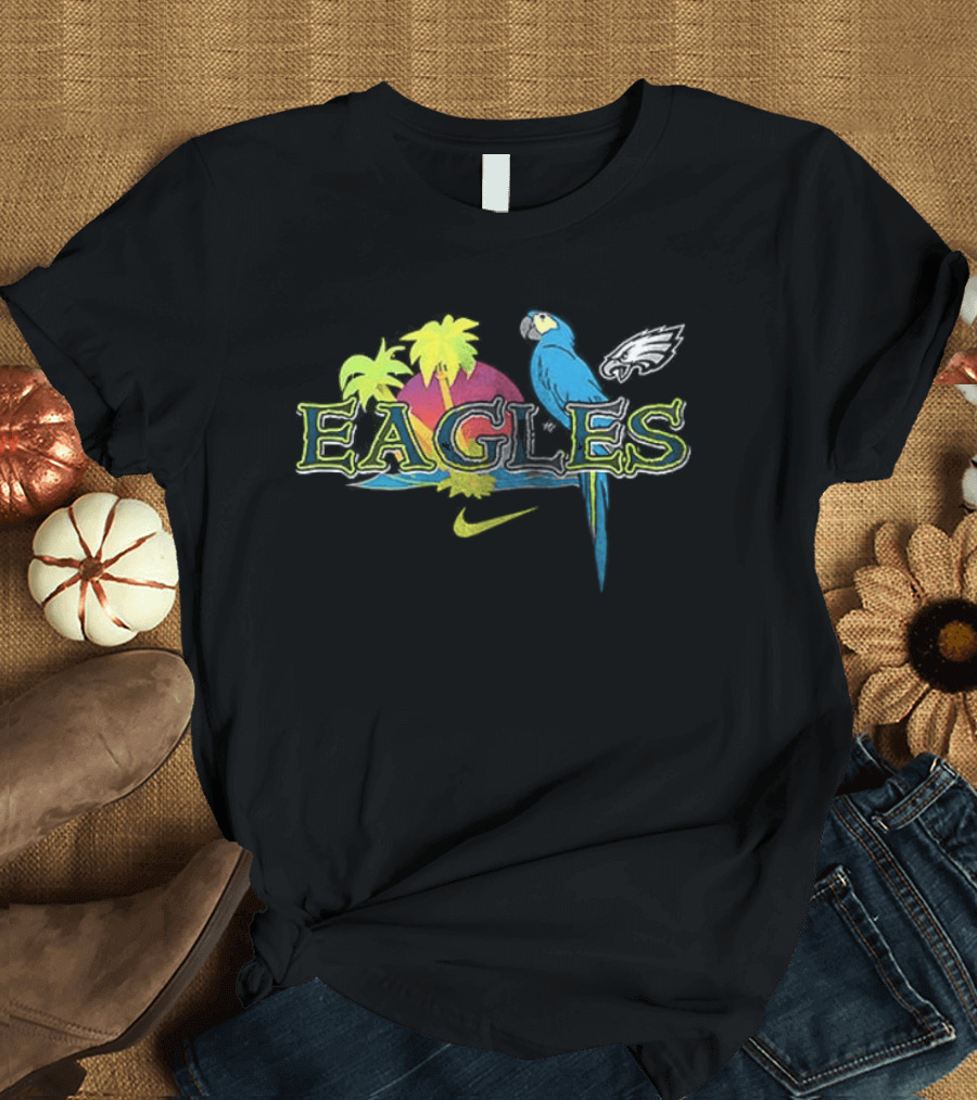 Philadelphia Eagles Parrot Tropical Vibes It's 5 O' Somewhere T-Shirt