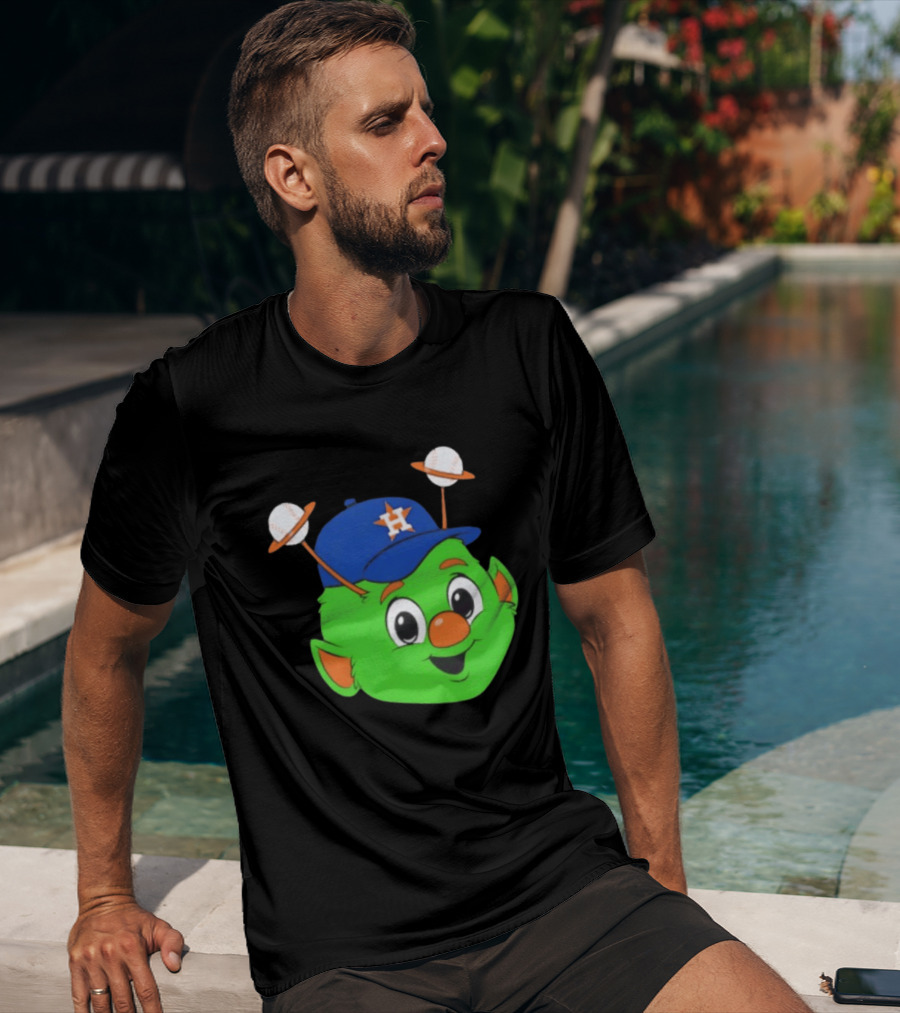 Houston Astros Orbit Character Face With Baseball Antennae T-Shirt