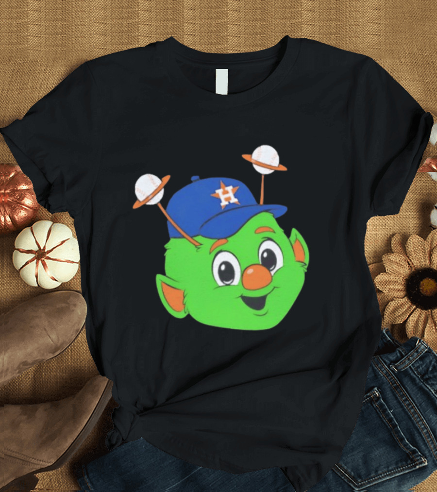Houston Astros Orbit Character Face With Baseball Antennae T-Shirt
