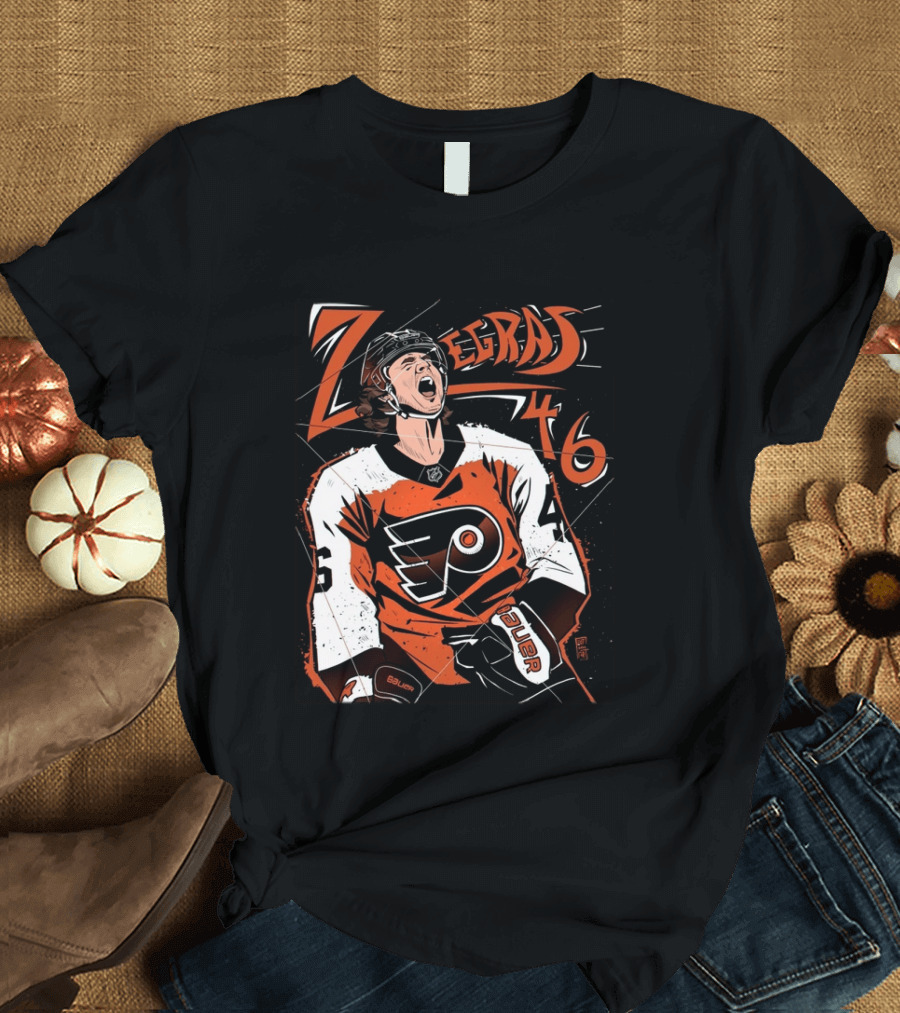 Zegras 46 Philadelphia Flyers Hockey Bauer Sports T-Shirt