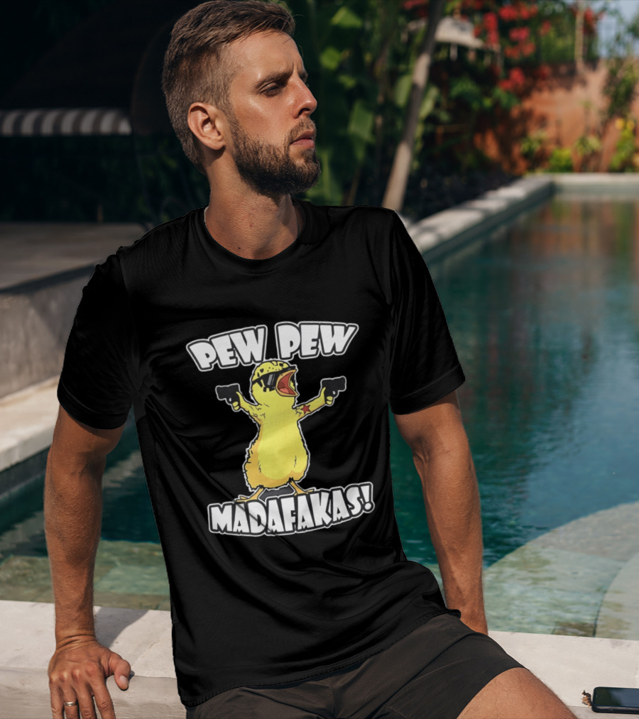 Pew Pew Madafakas Yellow Duck With Pistols T-Shirt