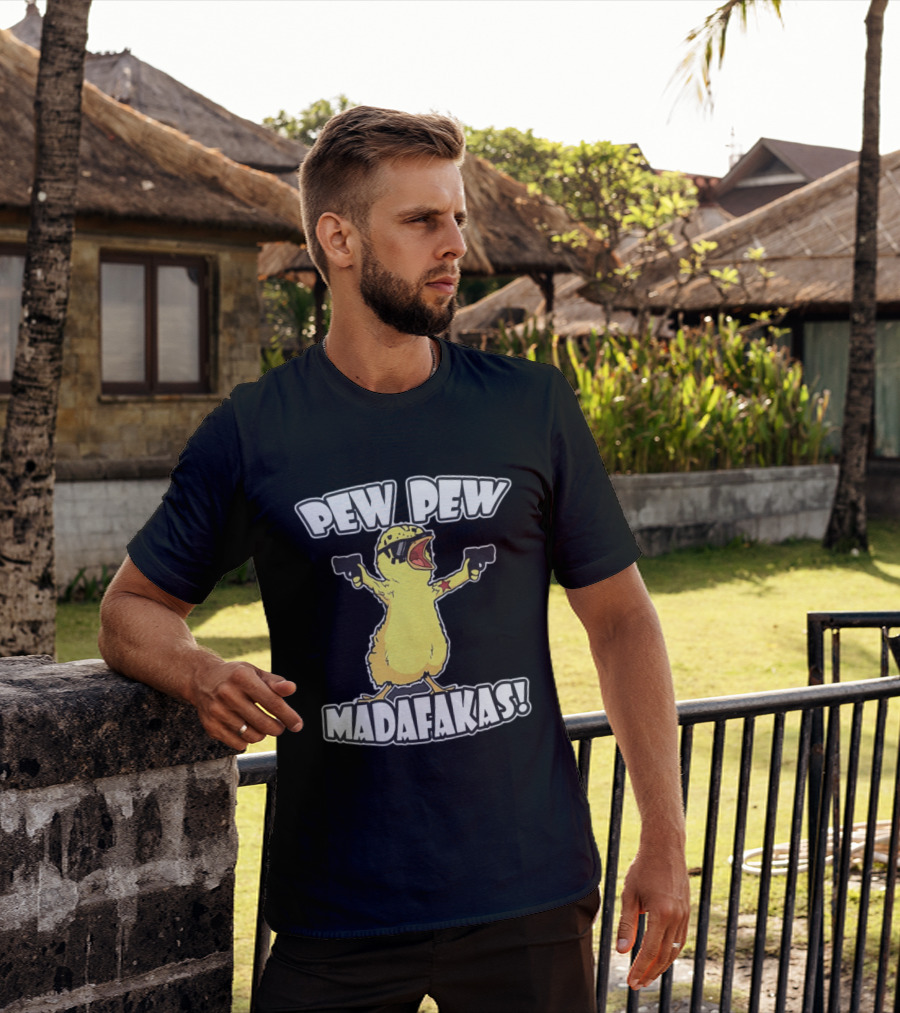 Pew Pew Madafakas Yellow Duck With Pistols T-Shirt