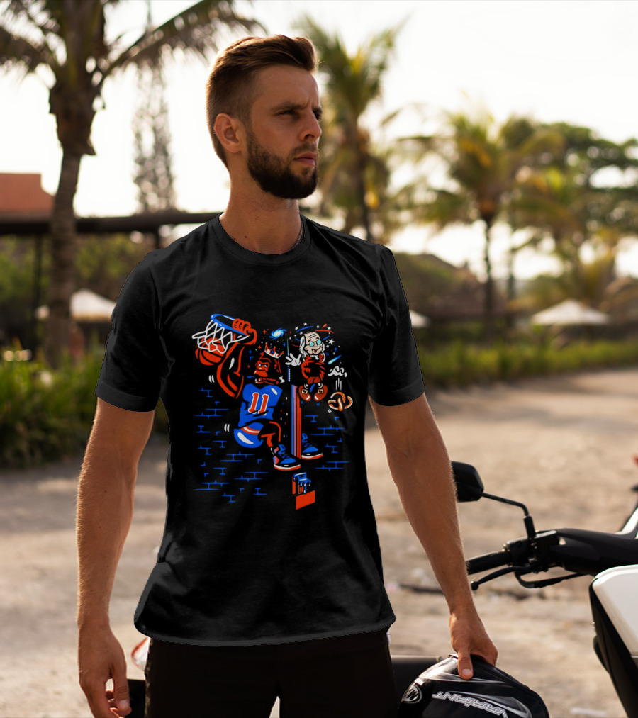 New York Knicks Basketball Number 11 Dunking Action T-Shirt