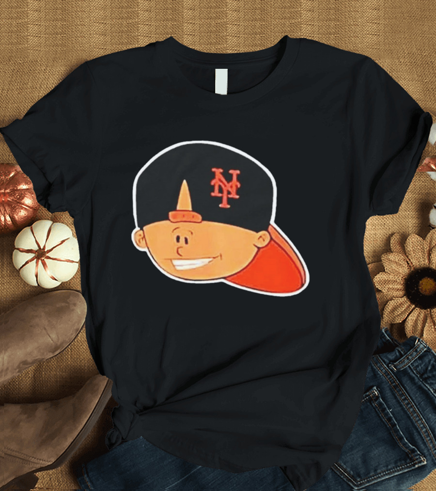New York Mets Cartoon Kid Smiling Team Hat T-Shirt