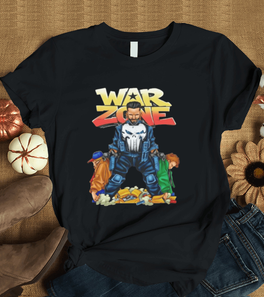 War Zone Original Cartoon Character With Two Enemies T-Shirt