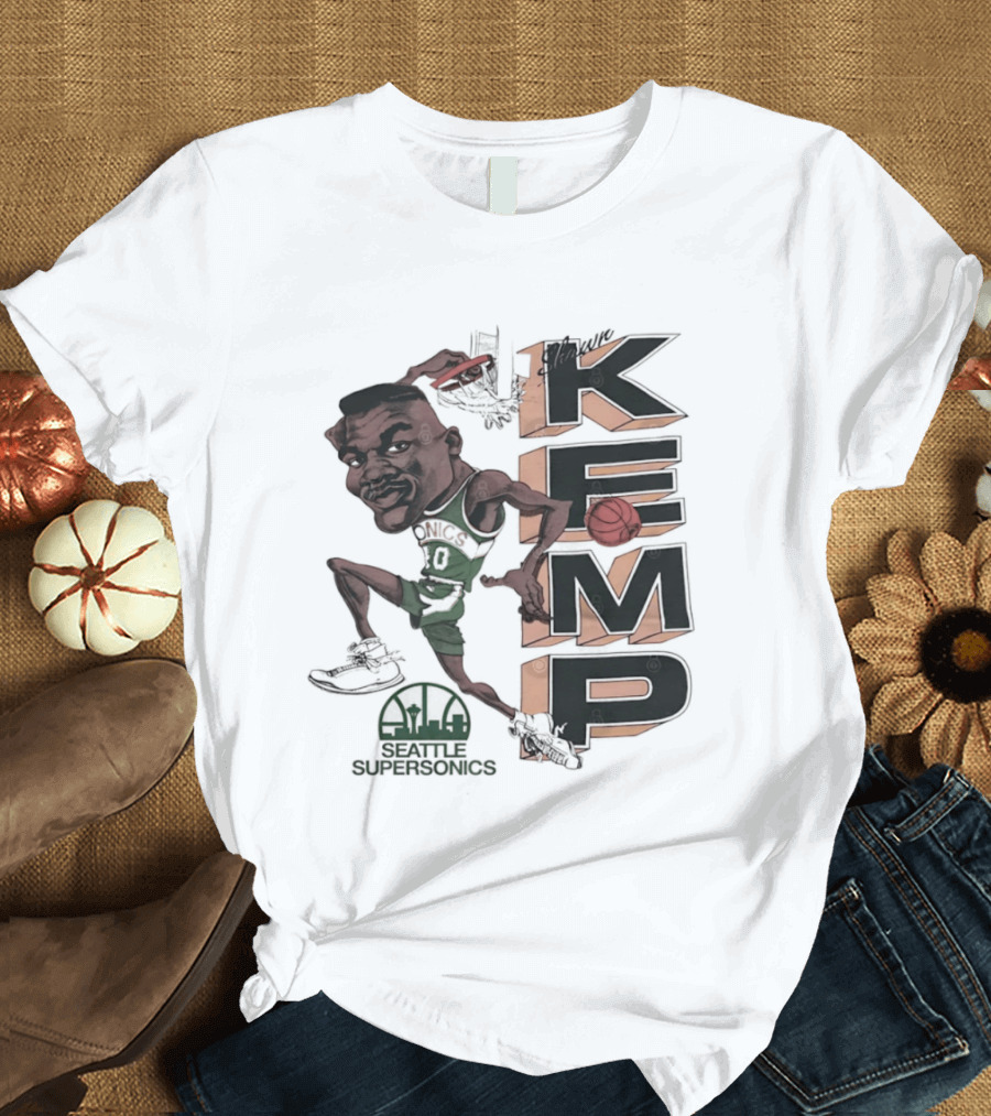 Shawn Kemp Seattle SuperSonics Basketball Caricature T-Shirt