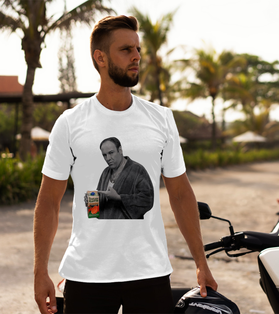 The Sopranos Tony Soprano Holding Tropicana Pure Premium Orange Juice T-Shirt