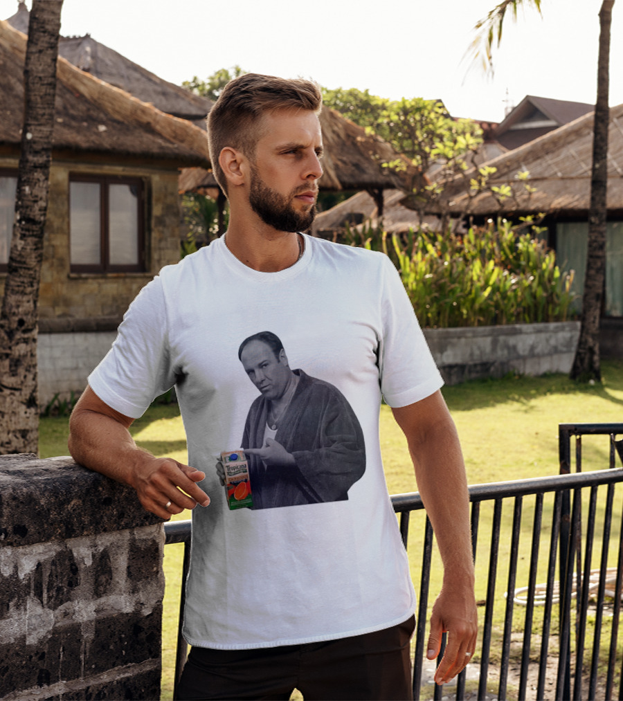 The Sopranos Tony Soprano Holding Tropicana Pure Premium Orange Juice T-Shirt