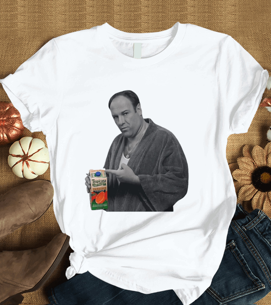 The Sopranos Tony Soprano Holding Tropicana Pure Premium Orange Juice T-Shirt