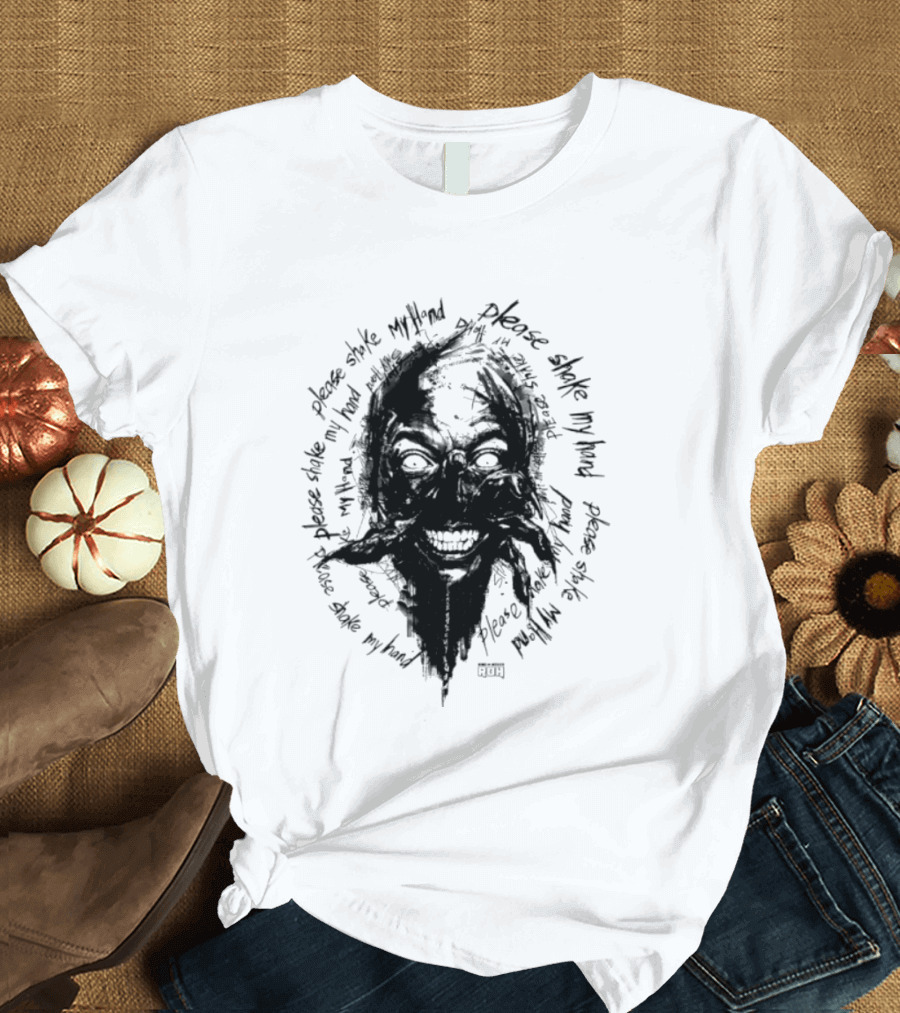 Lio Rush Please Shake My Hand Skull Monster Rugged Handwritten T-Shirt