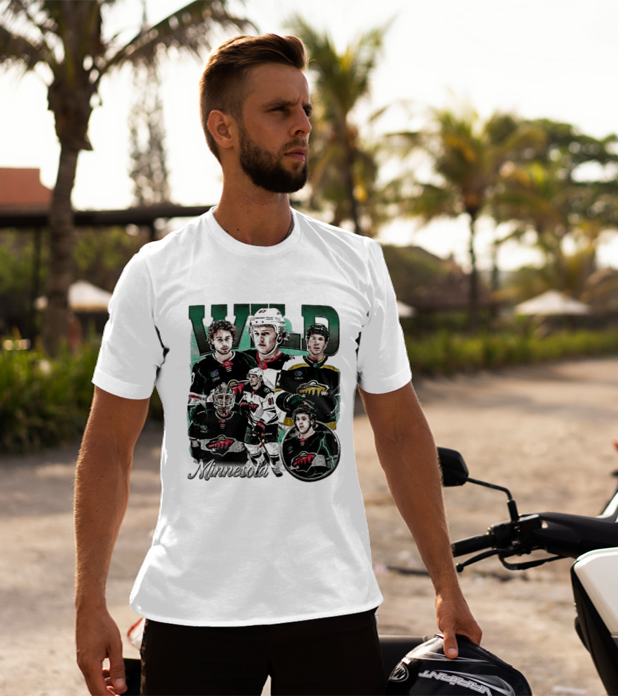 Minnesota Wild Ice Hockey Players Bootleg Comfort T-Shirt