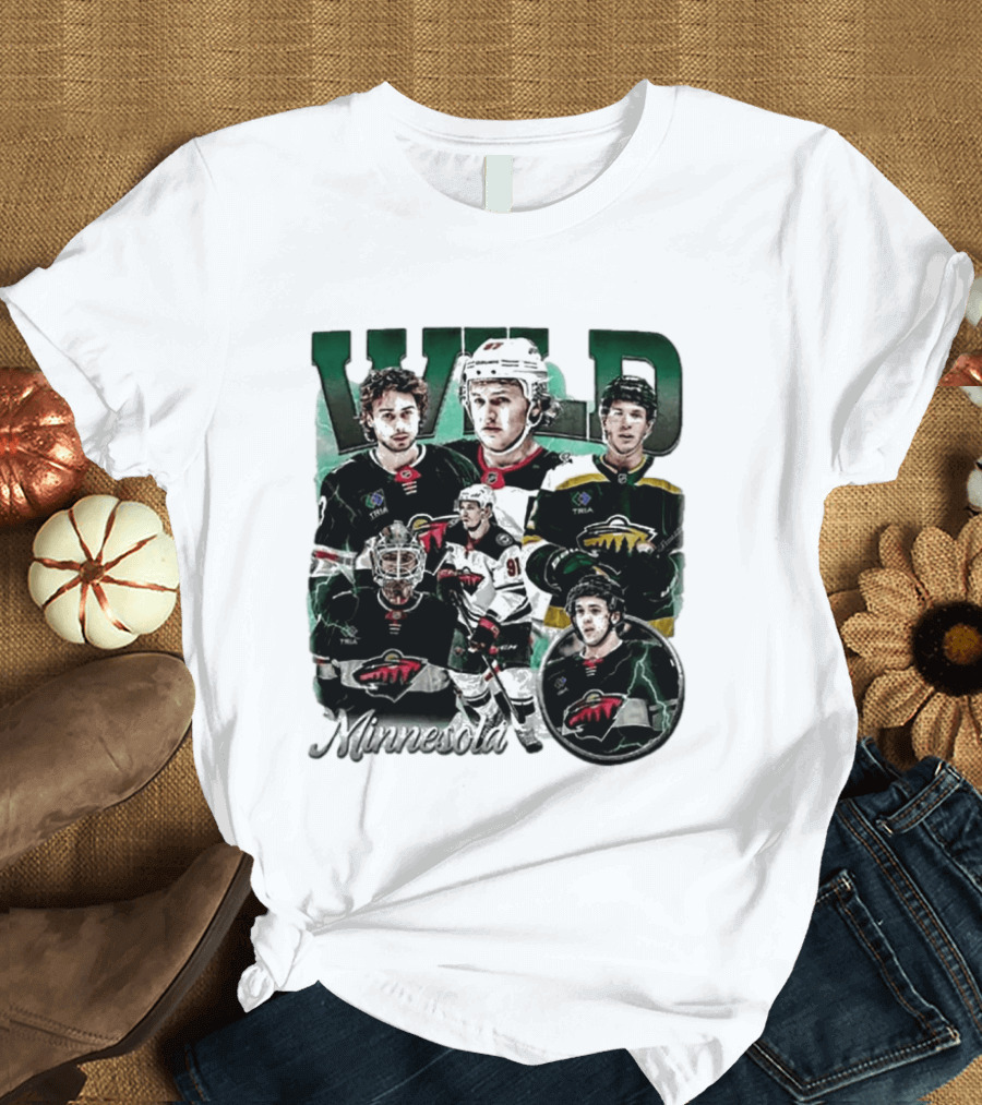 Minnesota Wild Ice Hockey Players Bootleg Comfort T-Shirt