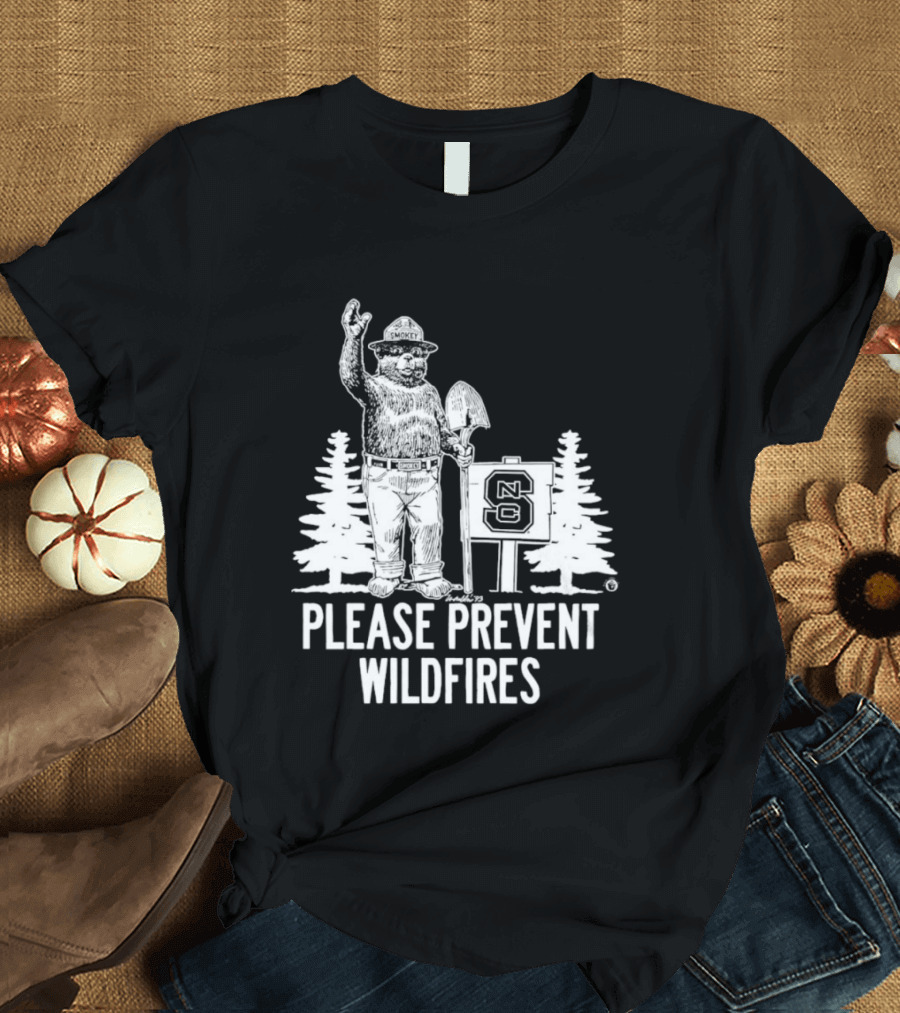 Smokey Bear NC State Collaboration Please Prevent Wildfires T-Shirt