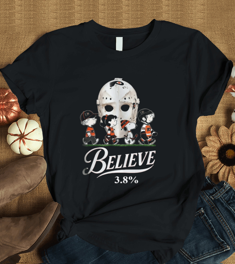 Peanuts Philadelphia Flyers Snoopy Hockey Mask Believe 3.8% T-Shirt