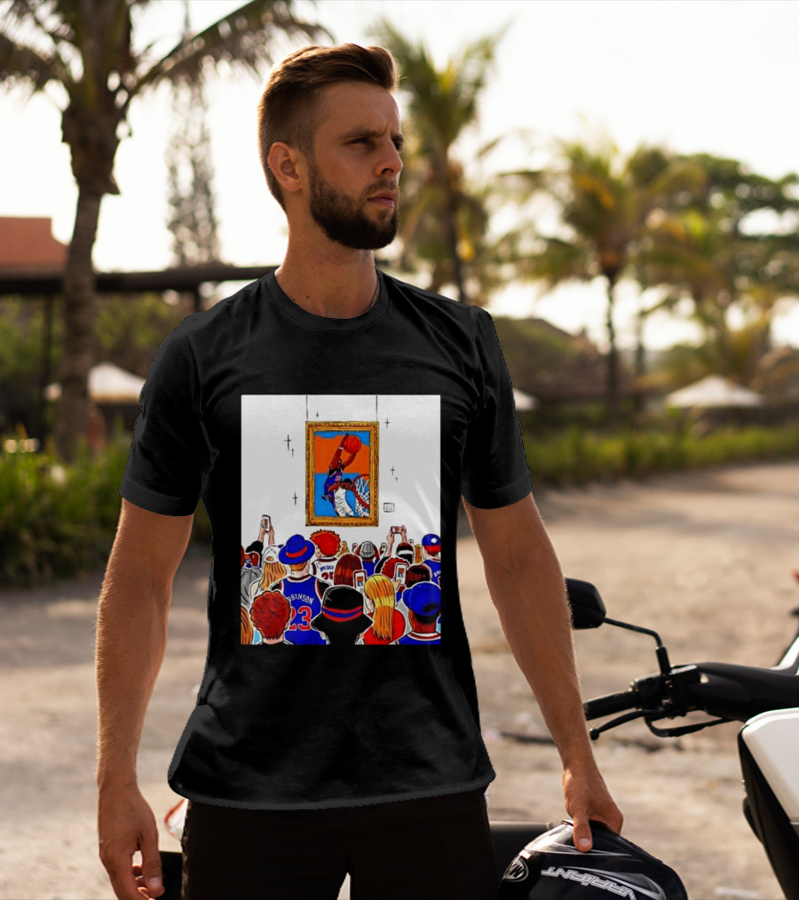Mitchell Robinson New York Knicks Dunk Over Joel Embiid Crowd T-Shirt