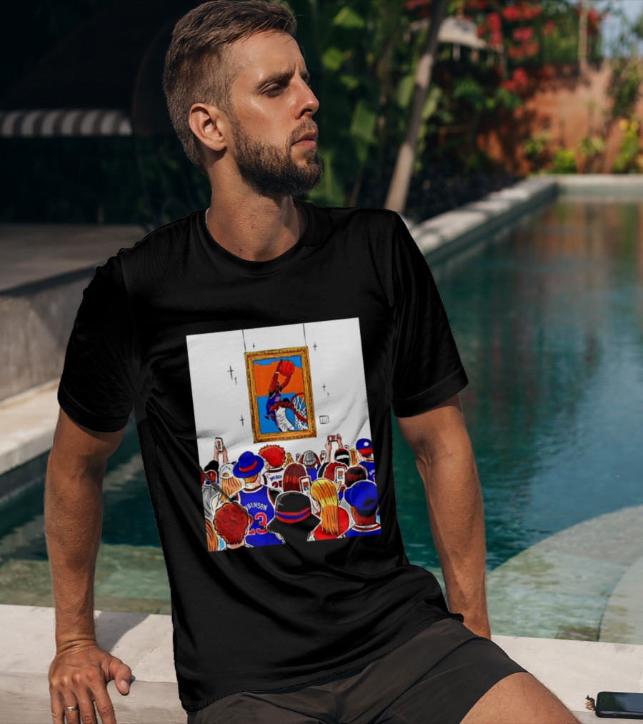 Mitchell Robinson New York Knicks Dunk Over Joel Embiid Crowd T-Shirt