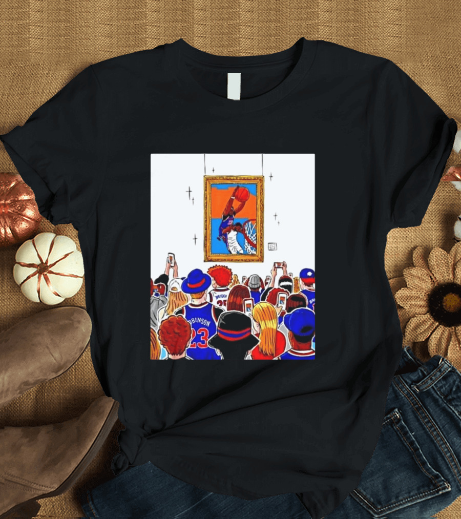 Mitchell Robinson New York Knicks Dunk Over Joel Embiid Crowd T-Shirt