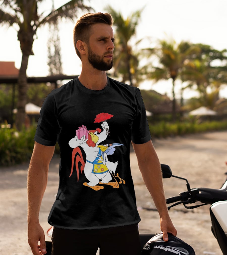 Foghorn Leghorn Miss Prissy Holding Roses And Gift Valentine Looney Tunes T-Shirt