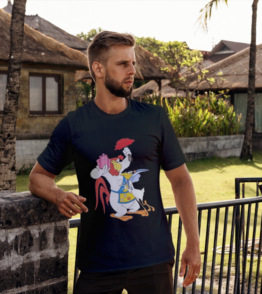 Foghorn Leghorn Miss Prissy Holding Roses And Gift Valentine Looney Tunes T-Shirt