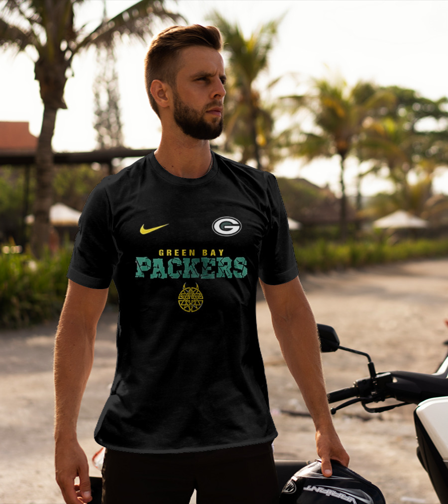 Nike Green Bay Packers Disturbed Down With The Sickness Collaboration T-Shirt