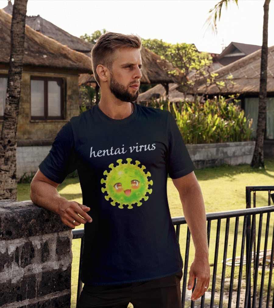 Hentai Virus Kawaii Face Cute Green Cartoon Meme T-Shirt