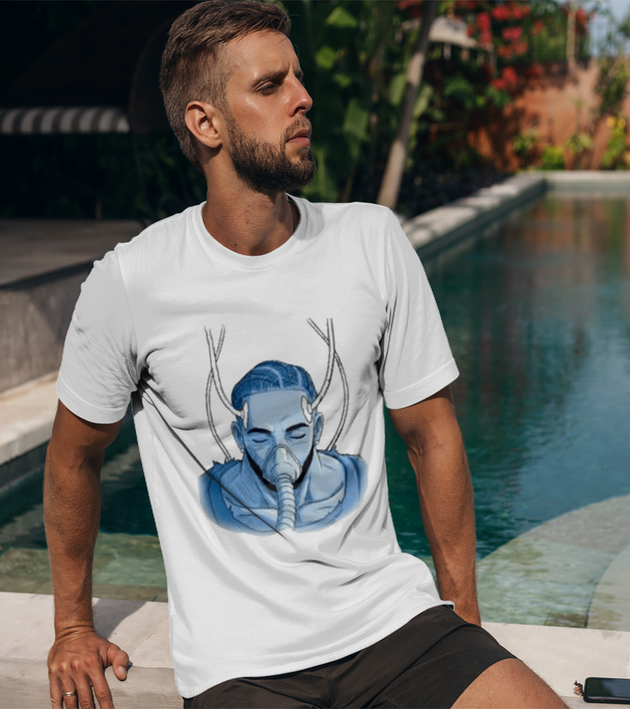 Reaven Leggenda Futuristic Masked Figure With Antlers T-Shirt