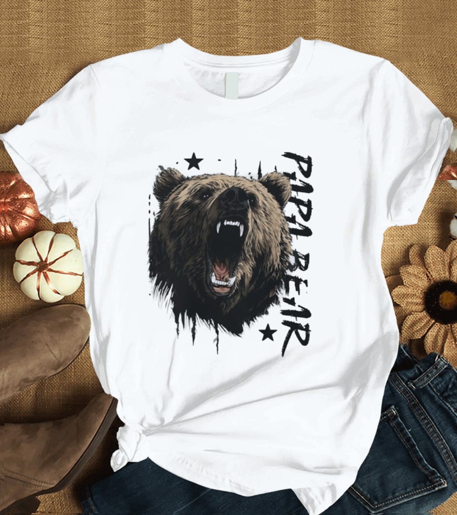 Roaring Grizzly Bear Papa Bear Fierce Wildlife Expression T-Shirt