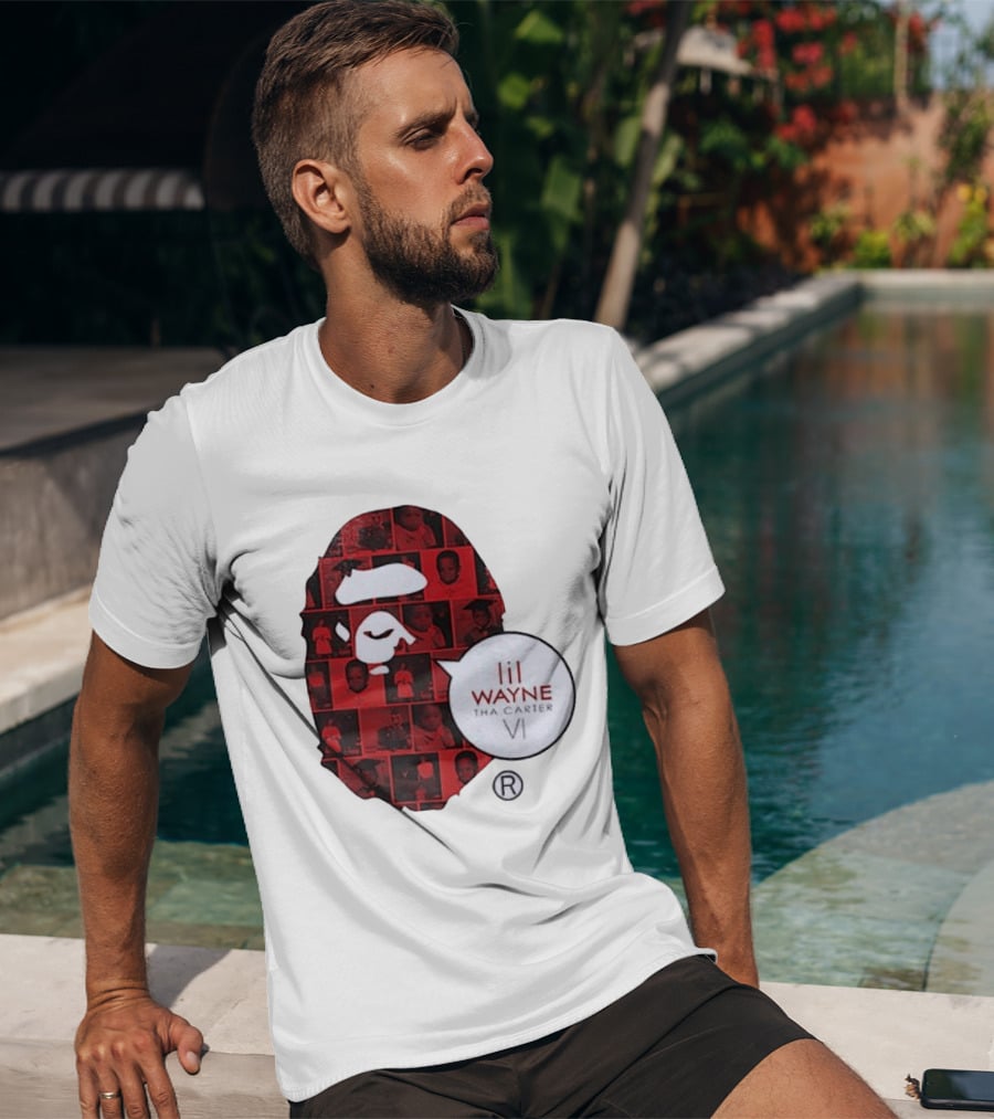 Lil Wayne Tha Carter VI BAPE Collaboration Red Photo Collage T-Shirt