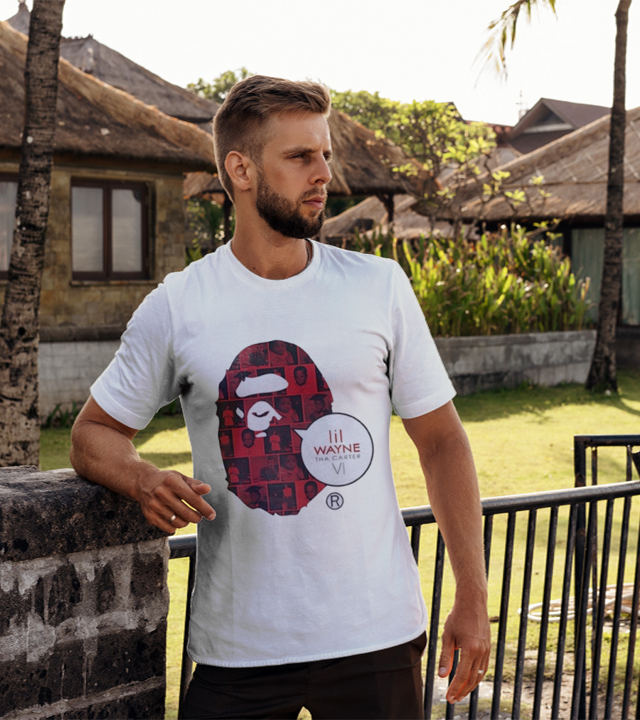 Lil Wayne Tha Carter VI BAPE Collaboration Red Photo Collage T-Shirt