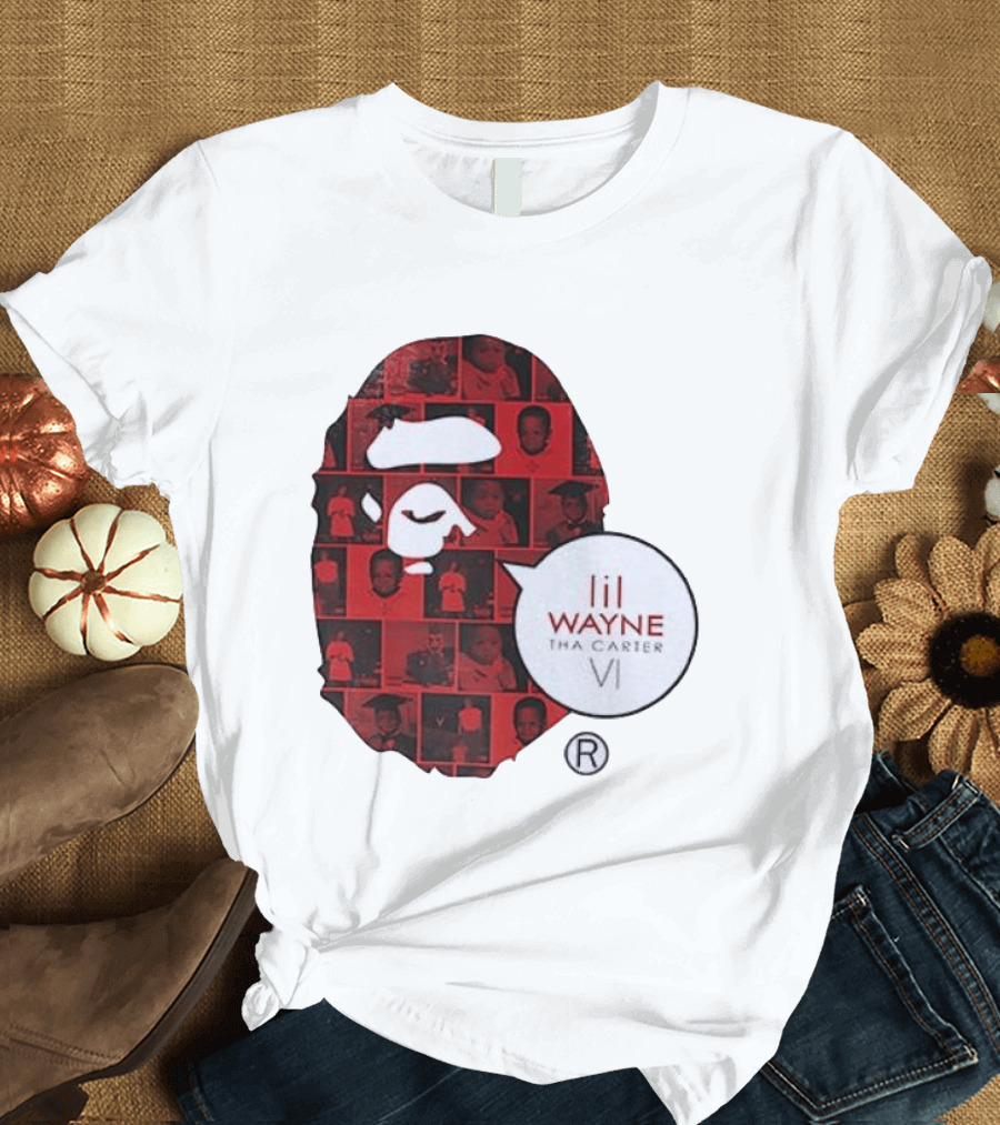 Lil Wayne Tha Carter VI BAPE Collaboration Red Photo Collage T-Shirt