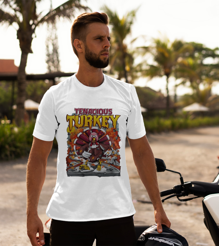 Tenacious Turkey Thanksgiving Cartoon Explosion T-Shirt
