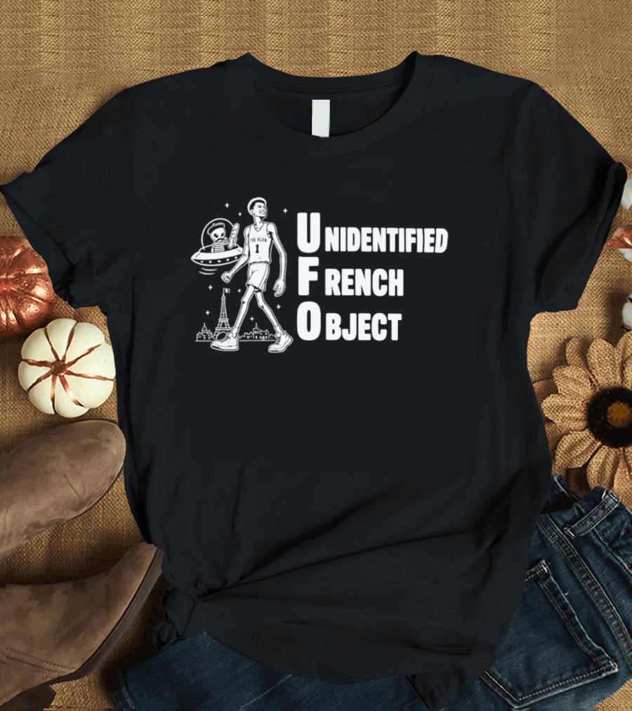 UFO Unidentified French Object Victor Wembanyama San Antonio Spurs Eiffel Tower Basketball T-Shirt