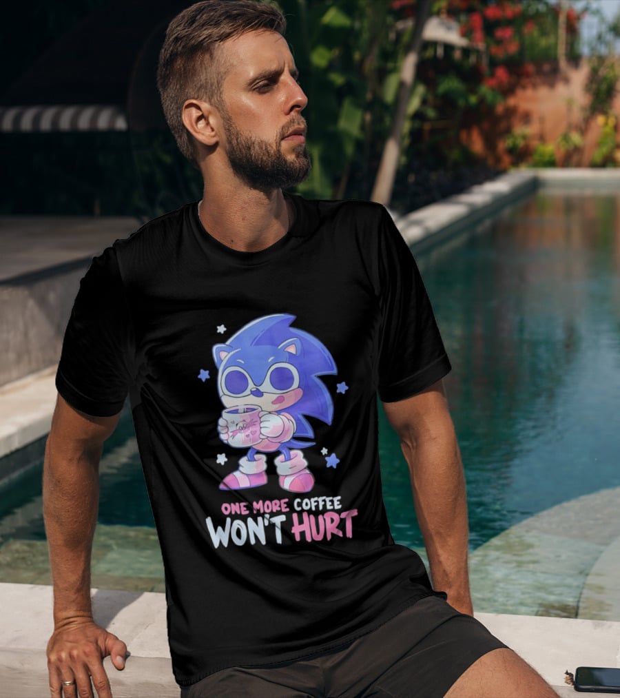 Sonic Hedgehog One More Coffee Won't Hurt Cartoon T-Shirt