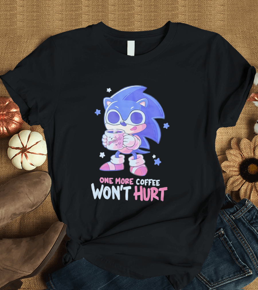 Sonic Hedgehog One More Coffee Won't Hurt Cartoon T-Shirt