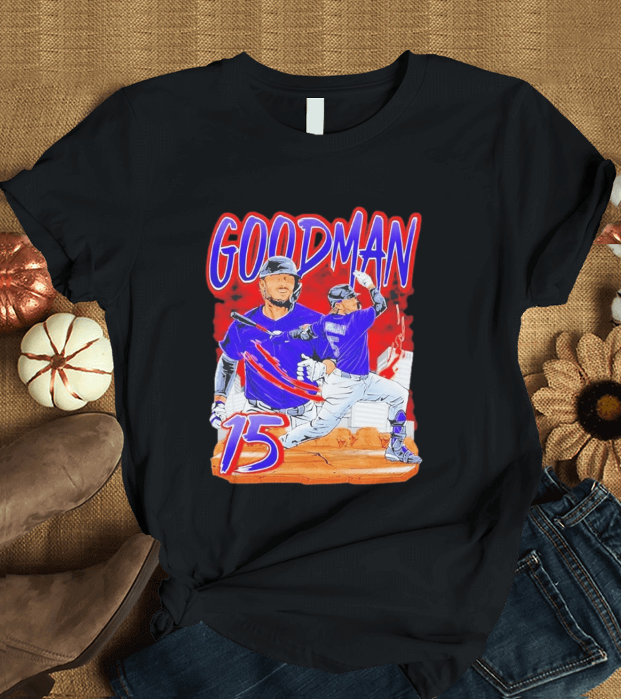 Goodman Baseball Action And Number 15 Illustration Euphoria Rise T-Shirt