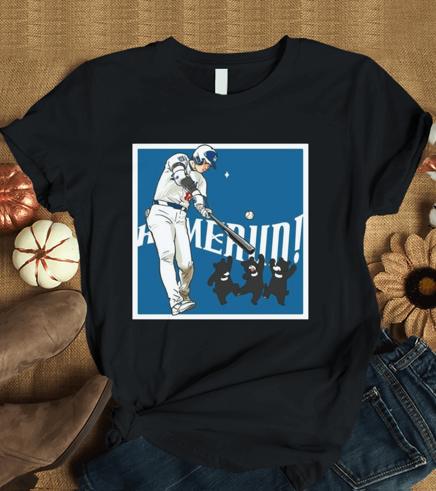 Shohei Ohtani Los Angeles Dodgers Home Run Anime Bears T-Shirt