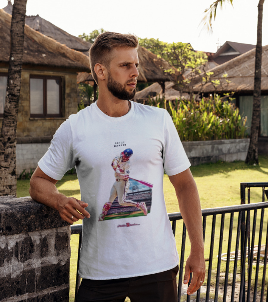 Bryce Harper Philadelphia Phillies Baseball Action Stadium Scene T-Shirt