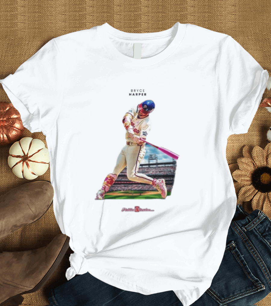 Bryce Harper Philadelphia Phillies Baseball Action Stadium Scene T-Shirt