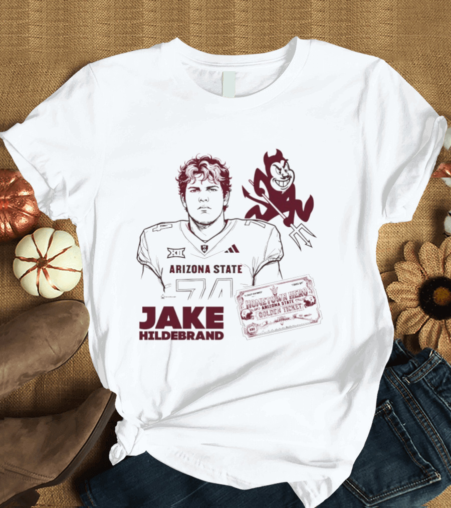 Jake Hildebrand Arizona State Sun Devils Football 74 Hometown Hero Golden Ticket T-Shirt