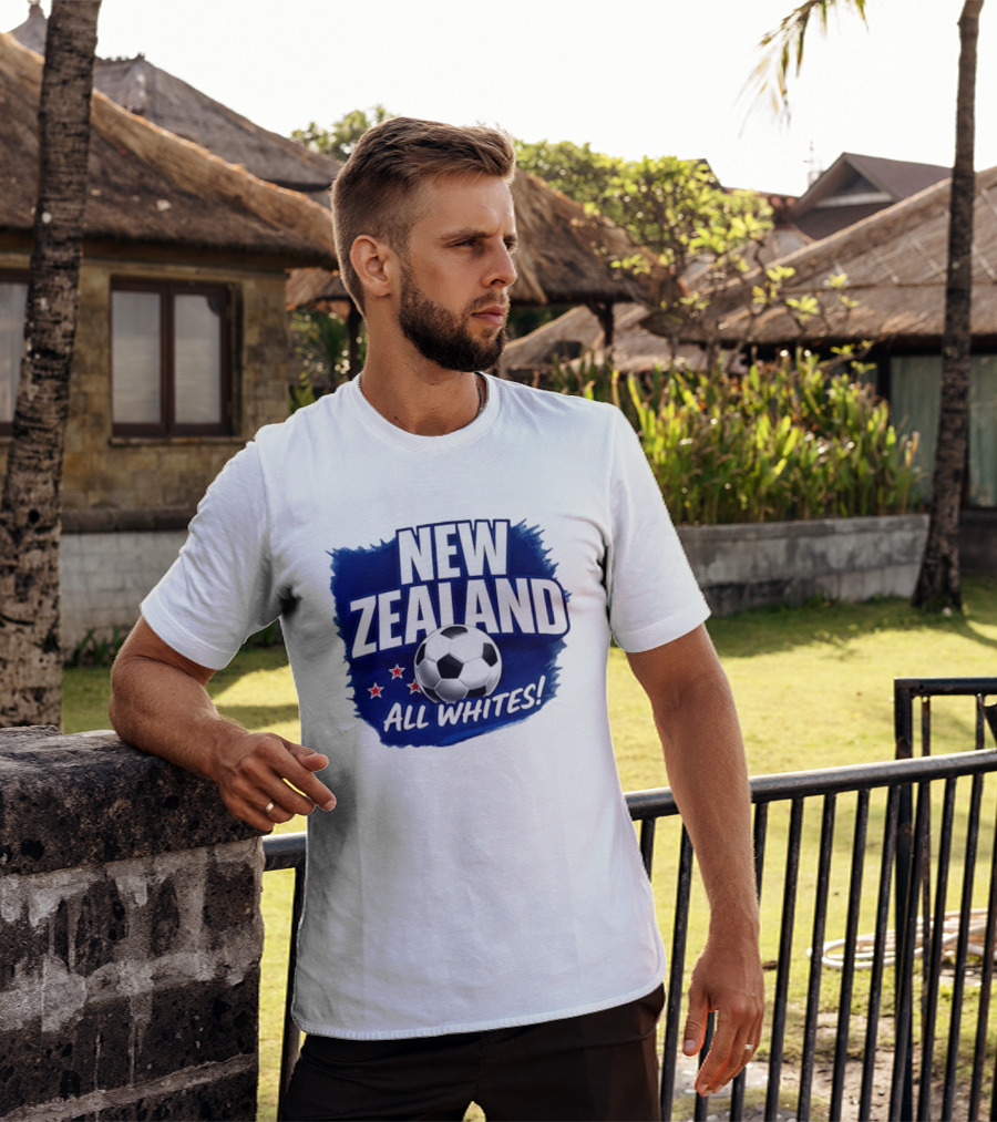 New Zealand All Whites Soccer Team Stars And Ball T-Shirt