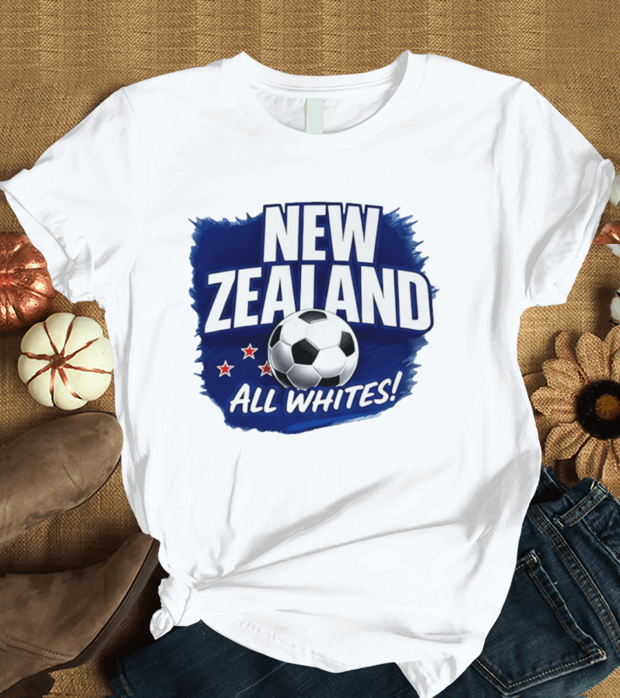 New Zealand All Whites Soccer Team Stars And Ball T-Shirt