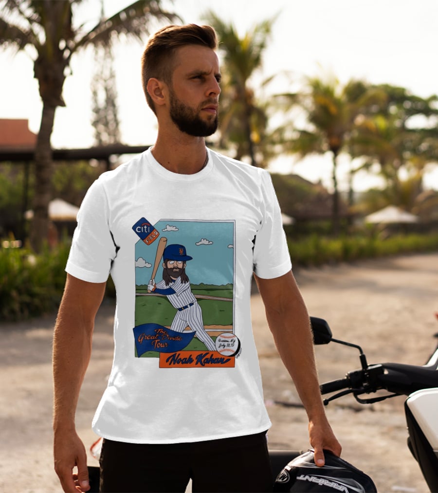 Noah Kahan The Great Divide Tour Citi Field New York Mets Cartoon Baseball July 18 19 T-Shirt