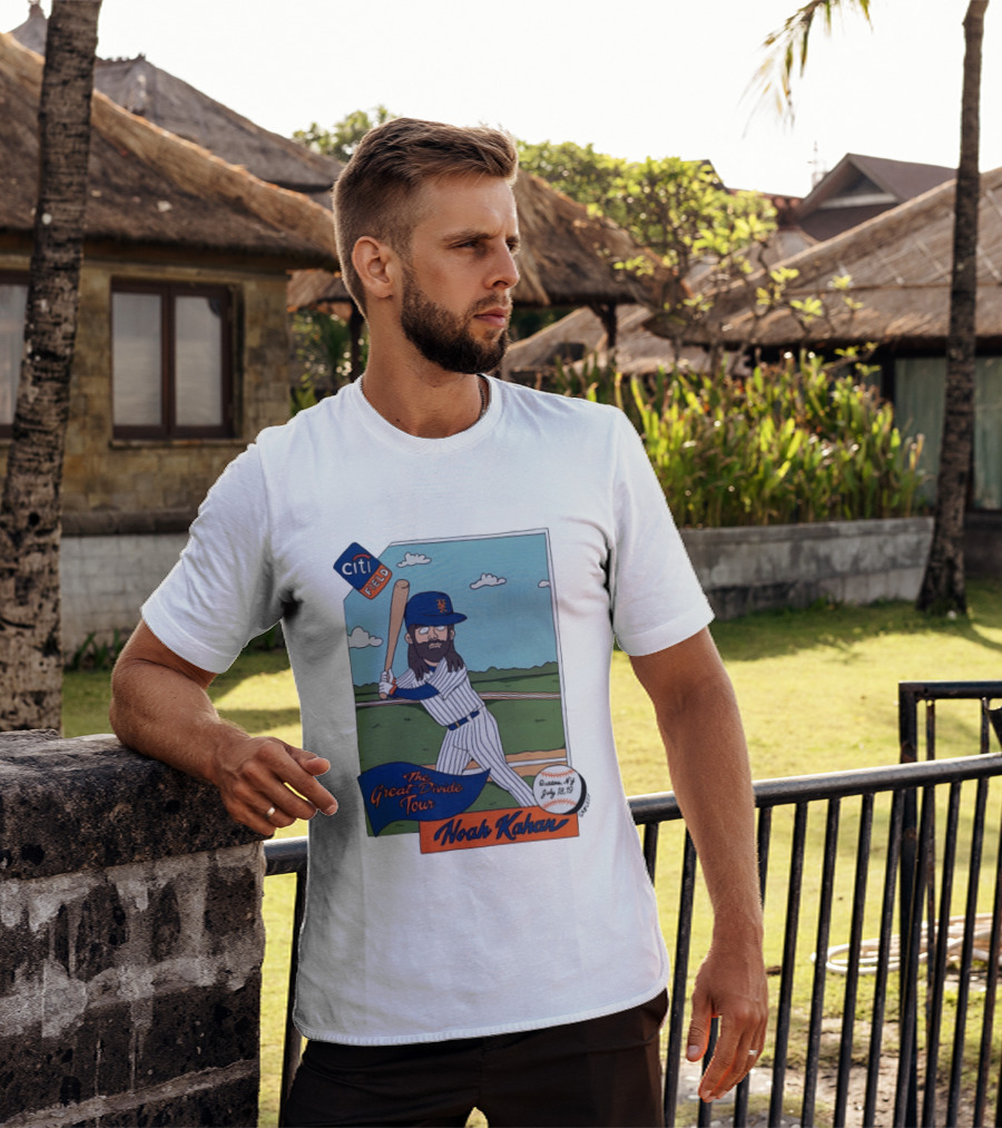 Noah Kahan The Great Divide Tour Citi Field New York Mets Cartoon Baseball July 18 19 T-Shirt