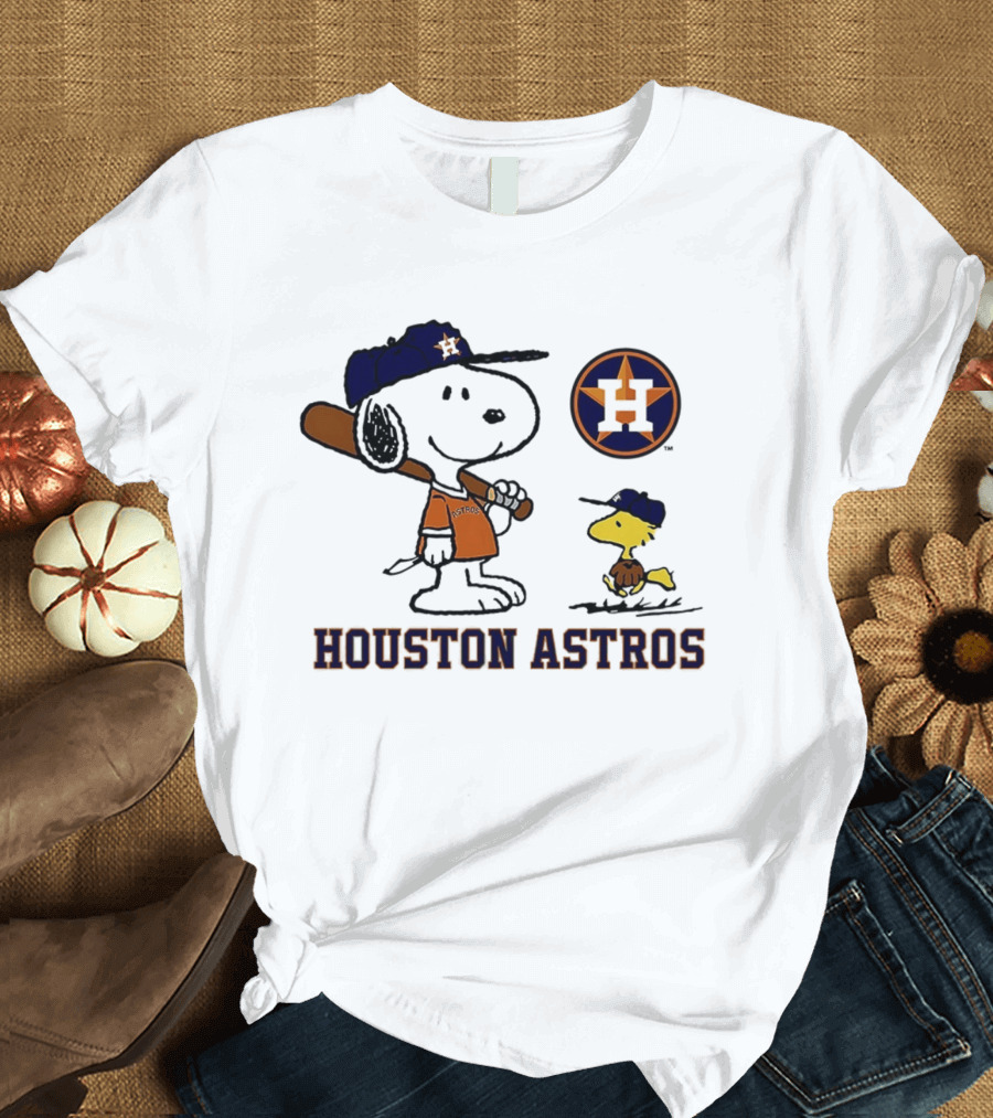 Snoopy Woodstock Houston Astros Baseball Peanuts 2025 T-Shirt