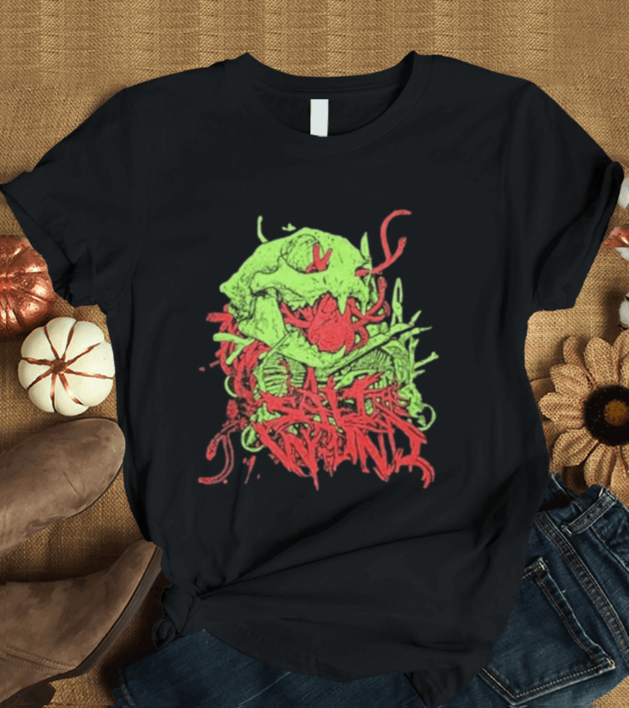 Boot And Annoy Skull Acid Green Red T-Shirt