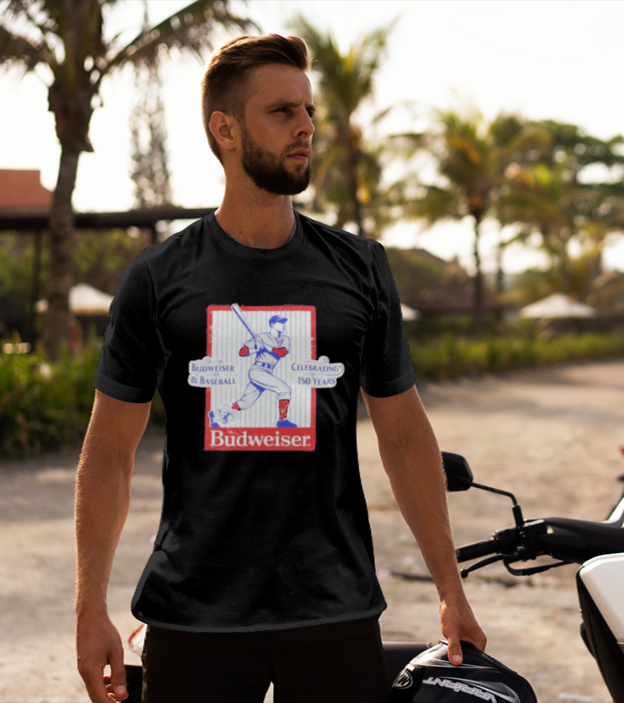 Budweiser Baseball Celebrating 150 Years Vintage Iconic Batter T-Shirt